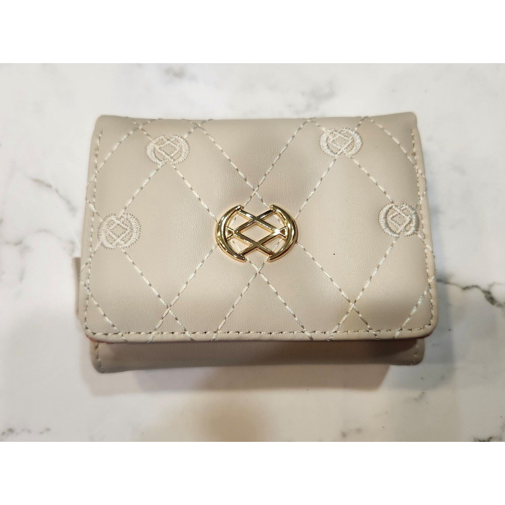 Quilted Small Wallet In Beige
